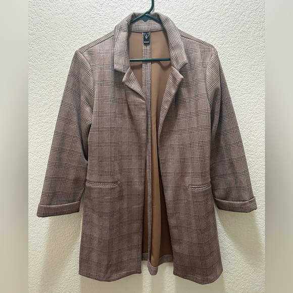 Preppy Plaid Faux Suede Blazer - Picture 2 of 4